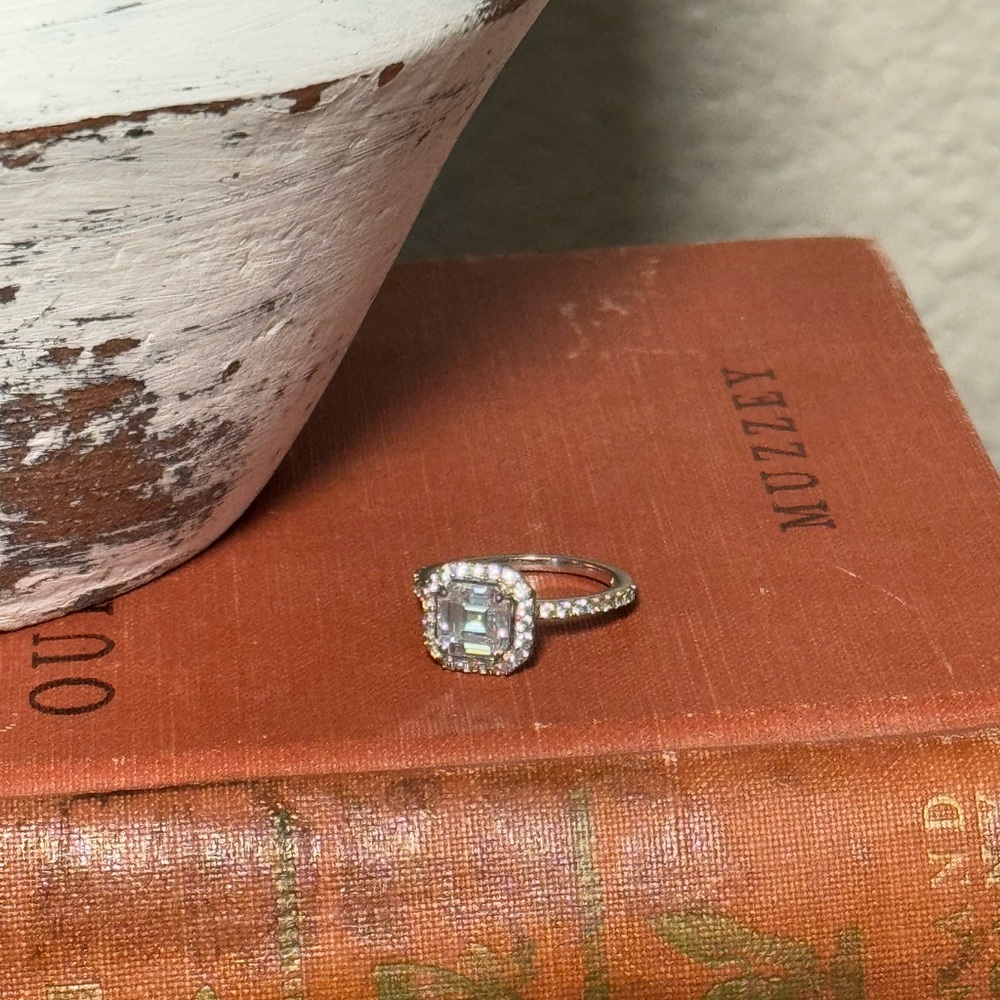 Elegant Silver Faux Engagement Ring